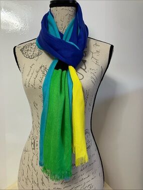 Kate Spade Cyber Color Block Scarf in Emperor Blue/Green/Black Yellow